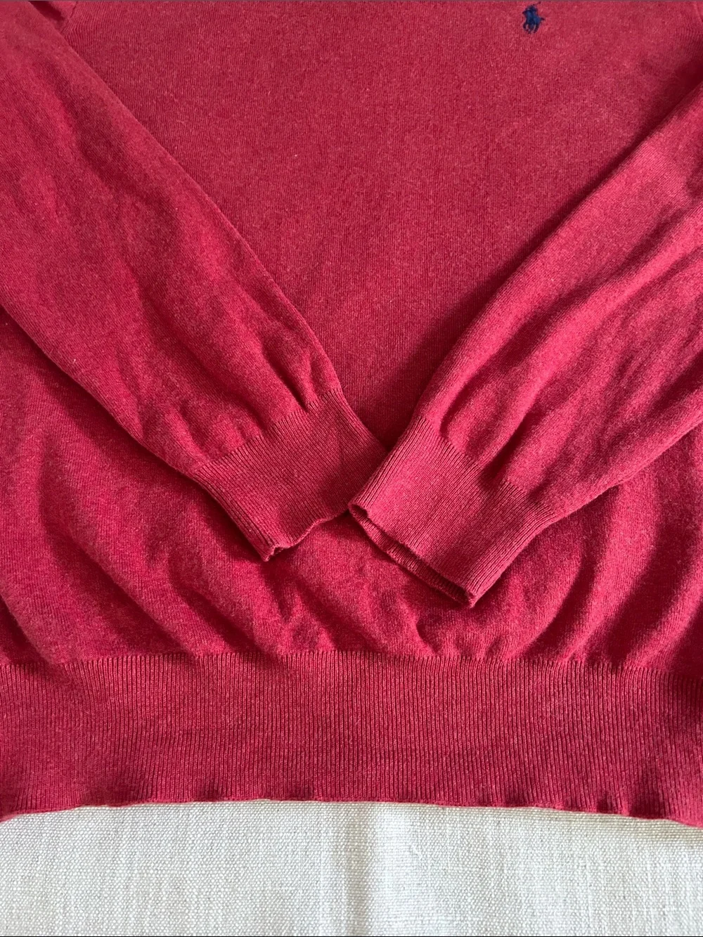 Vintage Polo by Ralph Lauren Pima Cotton V-Neck Sweater Men's Medium Red Casual